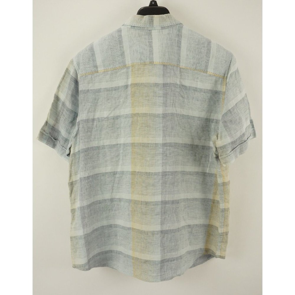 Tommy Bahama Men's XL Short Sleeve Gray Orange Stripe Linen Button Up Camp Shirt - Picture 2 of 10